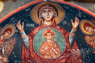 Byzantine Fresco from the 15th century The Holy Mary by Unknown